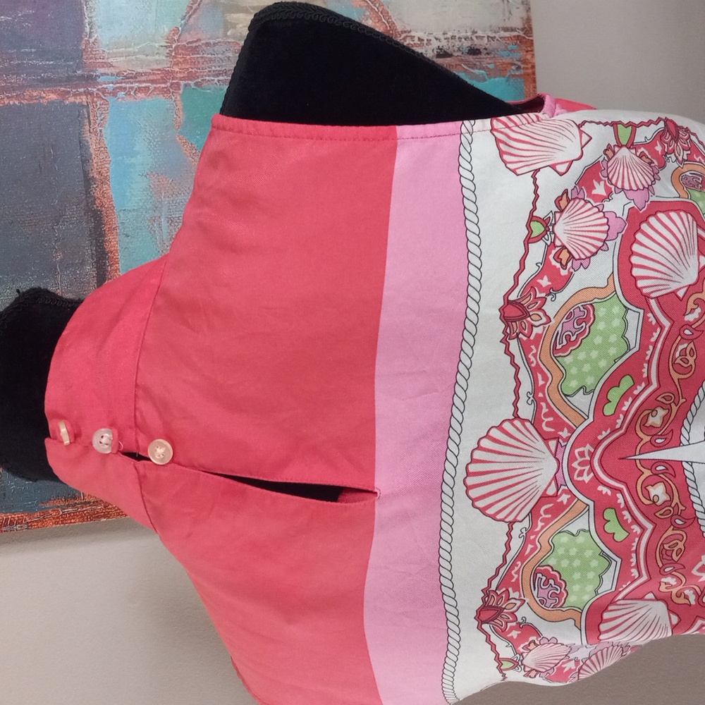 Vineyard Vines Coral and Lime Mandala Blouse Size: 8 - Picture 10 of 13